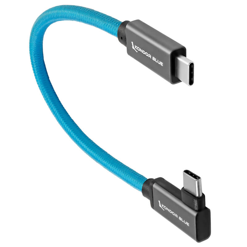 Kondor Blue USB C to USB C High Speed Cable for SSD Recording - Right Angle (8.5
